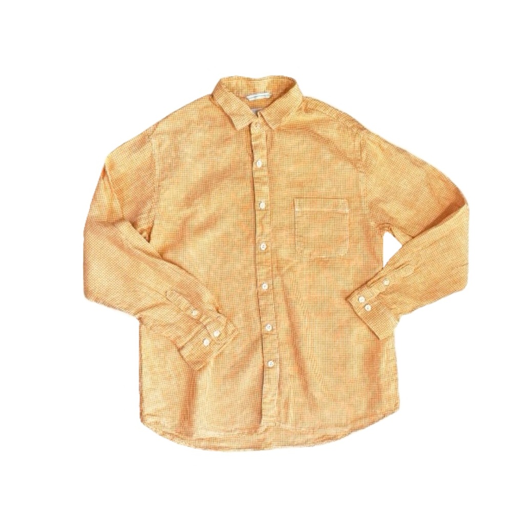 28 Palms Relaxed Fit Checker Orange Long Sleeve Button Down Shirt